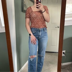 Sheer Orange Floral Top